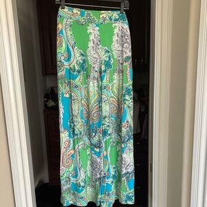 Ralph Lauren Paisley Green and Blue Women's Wide Leg Pants